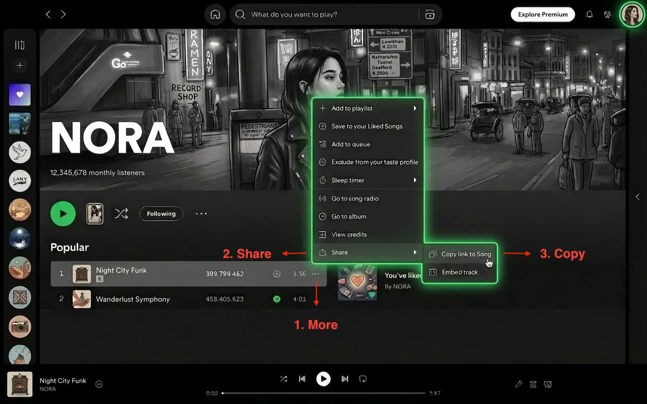 how to copy spotify track url for spotify track cover viewer